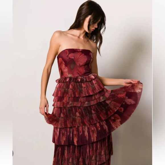 Anthropologie Hutch Nalina Strapless Floral Tiered Tulle Maxi Dress NWOT - Picture 14 of 16